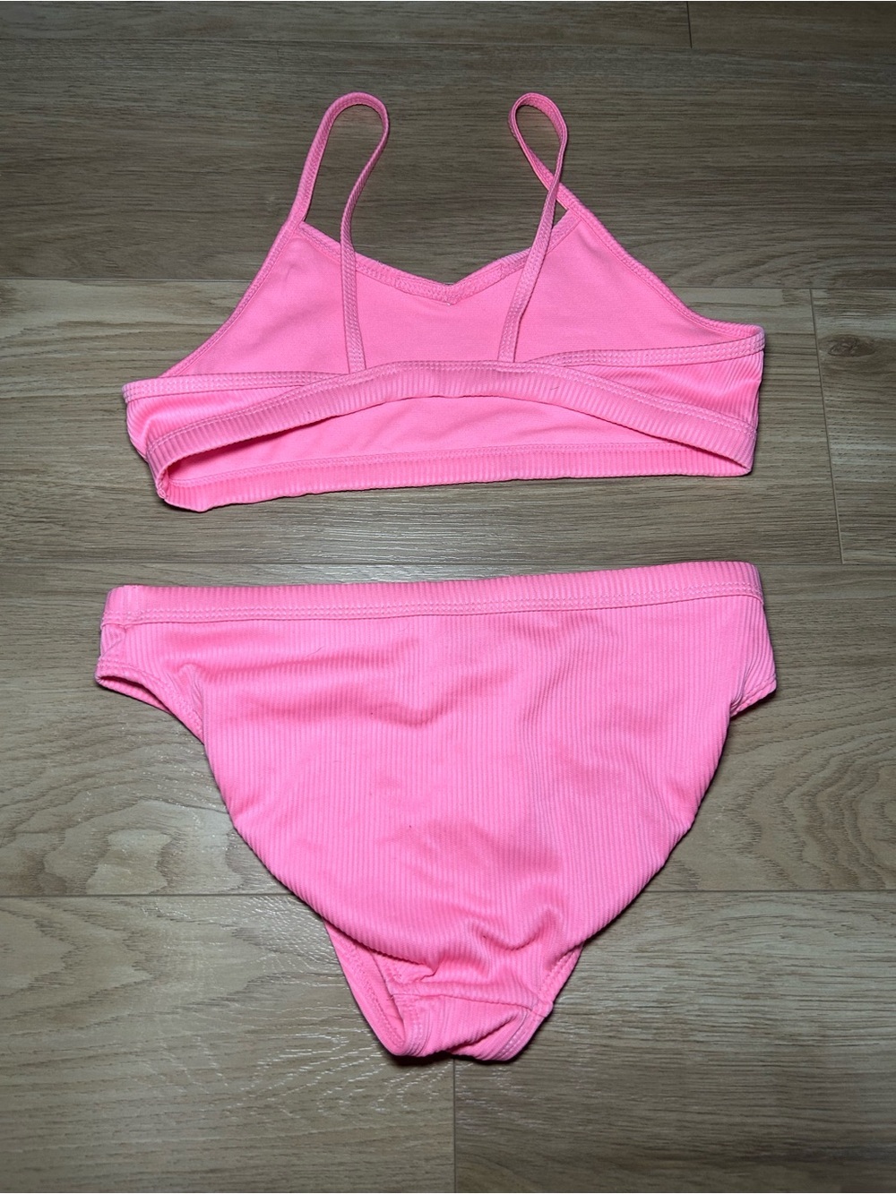 George Pink Ribbed Two-Piece Girls Bikini - Picture 2 of 4